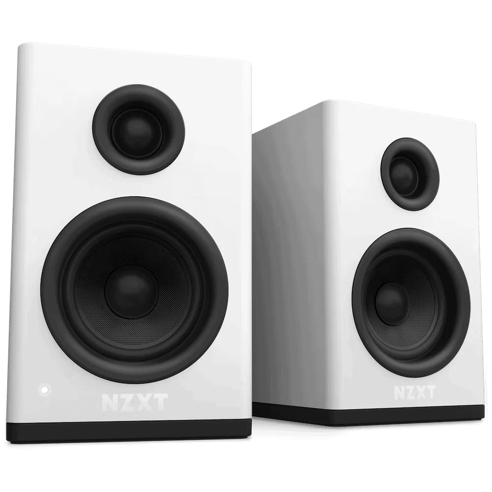 Nzxt lança caixa de som pra pc integrada com headset Mergulhe nas paisagens sonoras do jogo com potência de 80 w, tweeters de cúpula de seda e woofers de fibra de vidro. Imagem: nzxt caixa de som