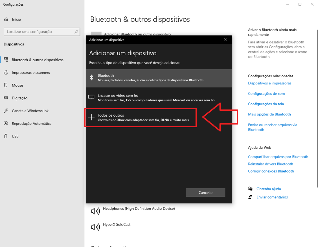 Como usar o controle do xbox no pc Escolha o controle que deseja conectar em adicionar um dispositivo