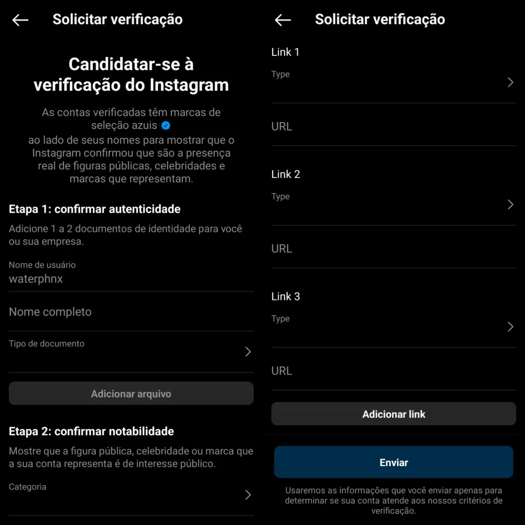 Telas para verificação gratuita no instagram