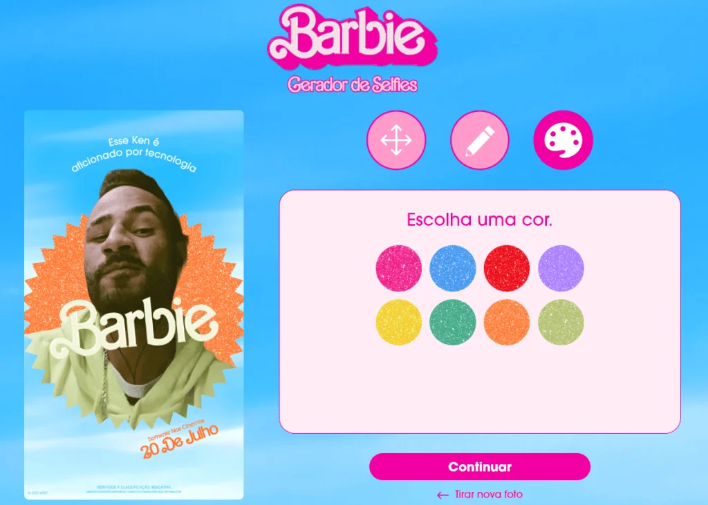 Como criar seu pôster personalizado da barbie com sua foto Tela de edição de pôster personalizado da barbie