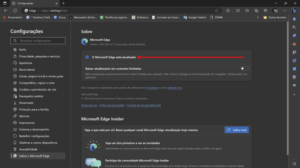Windows copilot ai: como ativar a nova inteligência artificial Tela de atualização do microsoft edge