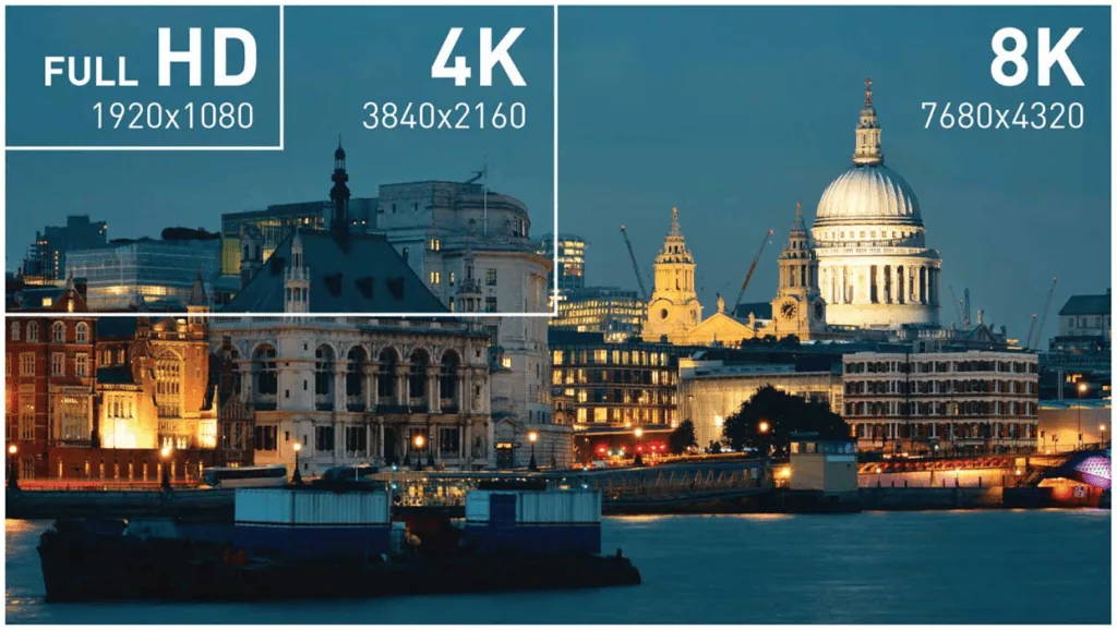 O que é tv 8k? Entenda a tecnologia de alta resolução Full hd, 4k e 8k de qualidade de vídeo para tecnologia e inovação.