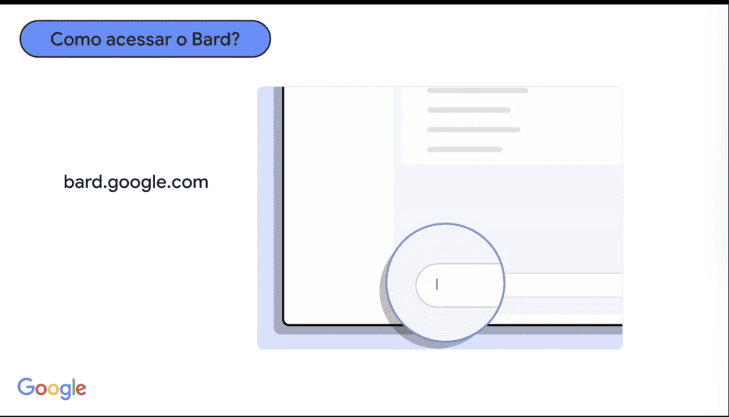 Google bard: ai chega ao brasil "falando" português Imagem com endereço do google bard no brasil