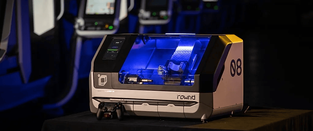 Rownd cnc é uma impressora 3d com design cyberpunk 2077 Torno rownd cnc t alt máquina em cor azul por dentro