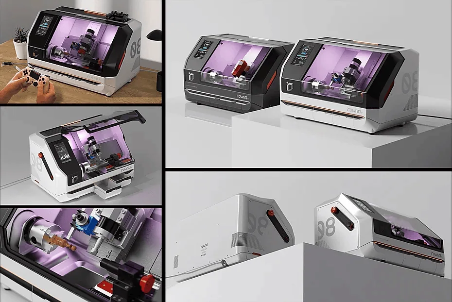 Rownd cnc é uma impressora 3d com design cyberpunk 2077 Torno cnc t alt tut intro