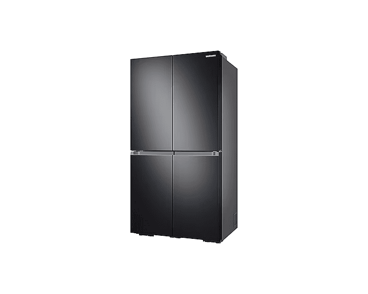 Samsung apresenta novas geladeiras black inox A geldeira rf59a, na nova linha da smasung para os produtos, vem com portas duplas, no estilo french door (imagem: samsung/divulgação). T alt