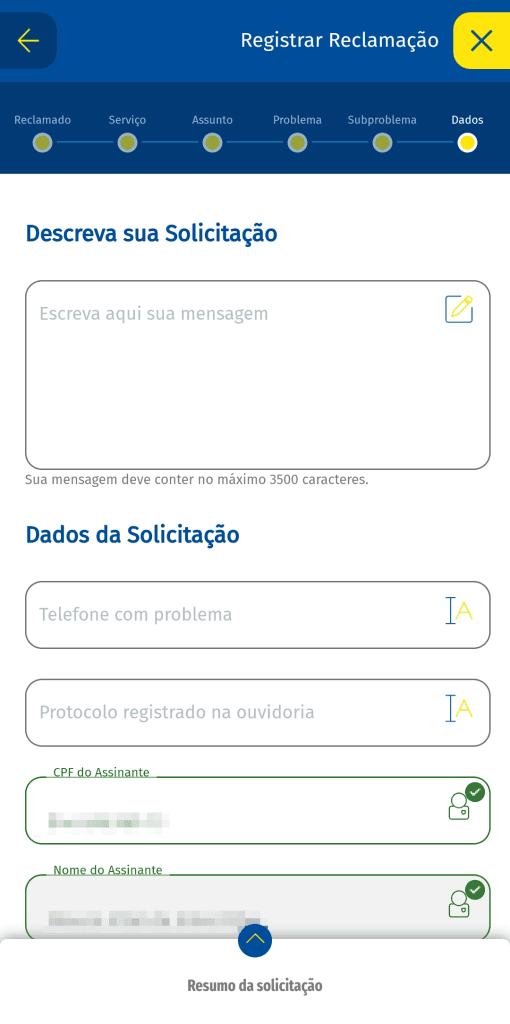 Como registrar reclamação na anatel Tutorial sobre como fazer reclamação na anatel pelo app. Nono passo: descreva o que houve e finalize. Imagem: glauco vital, smt