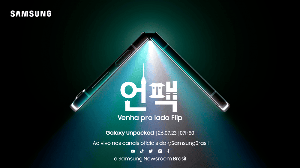 Galaxy z flip5 e fold5: o que esperar do galaxy unpacked de julho Convite para o novo samsung galaxy unpacked