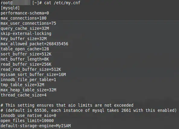 Alta capacidade de armazenamento e desempenho otimizado no servidor mysql.