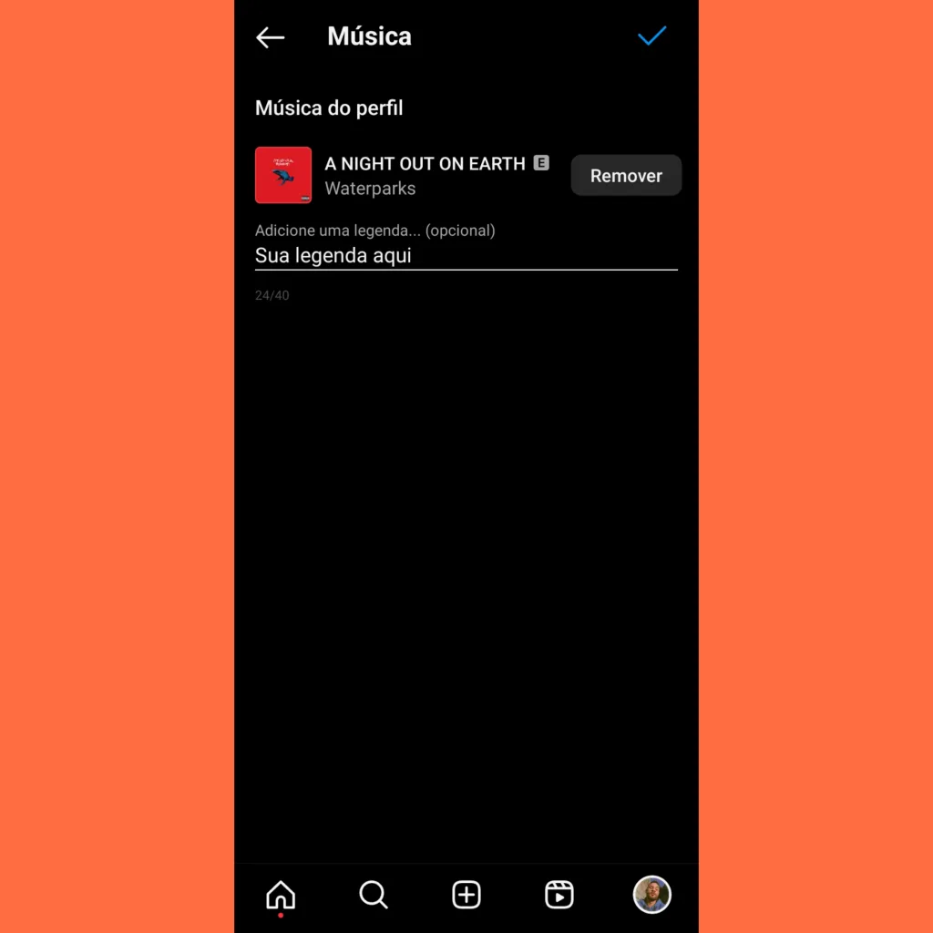 Como colocar música na bio do instagram Inserção de legenda na música do perfil do instagram