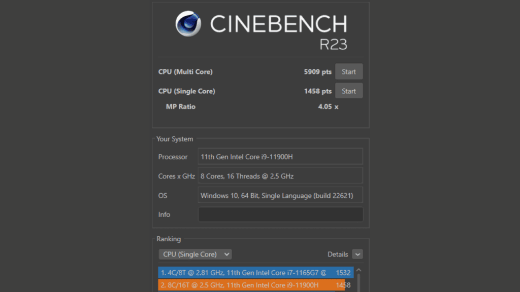 Review: asus vivobook pro 15 oled Resultados do vivobook pro 15 no cinebench r23