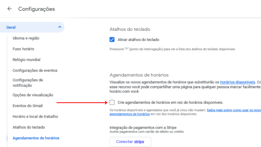 Como agendar horários de reuniões no google agenda Ativação de funcionalidade de agendar horários de reuniões no google agenda