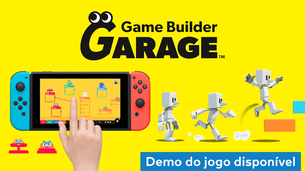 O jogo game builder garage está com 30% de desconto, saindo por r$ 104,30! Imagem: nintendo