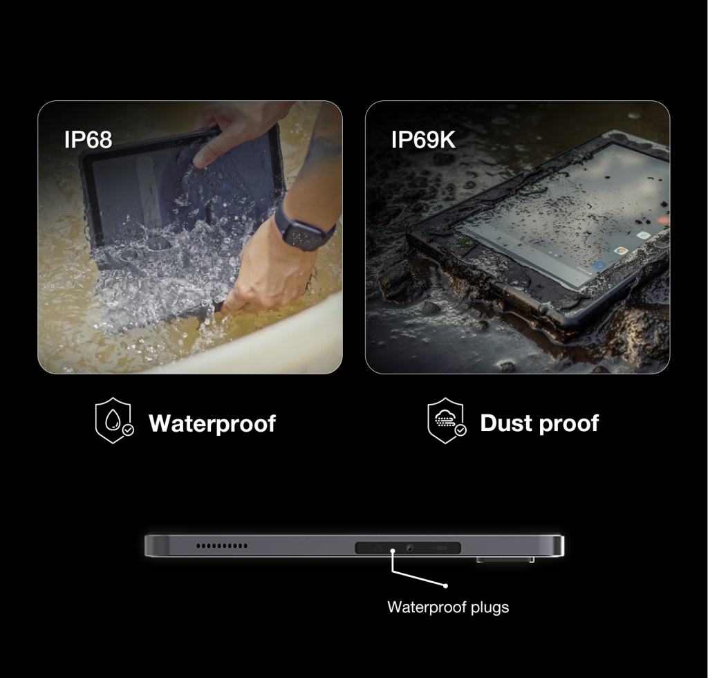 O tablet também conta com resistências à água e poeira. Imagem: agm