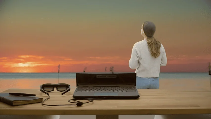 Conheça o primeiro notebook com realidade aumentada (ar) Notebook sem tela promete dar bastante espaço para usar diferentes aplicativos (imagem: