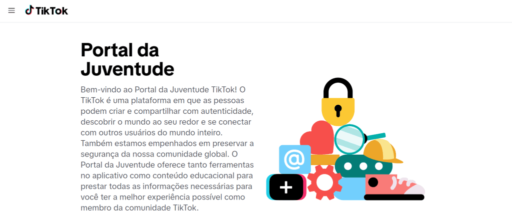 Tiktok mostra ferramentas de segurança de jovens Portal da juventude para aumentar segurança de jovens