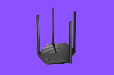Roteador mercusys mr60x em fundo roxo