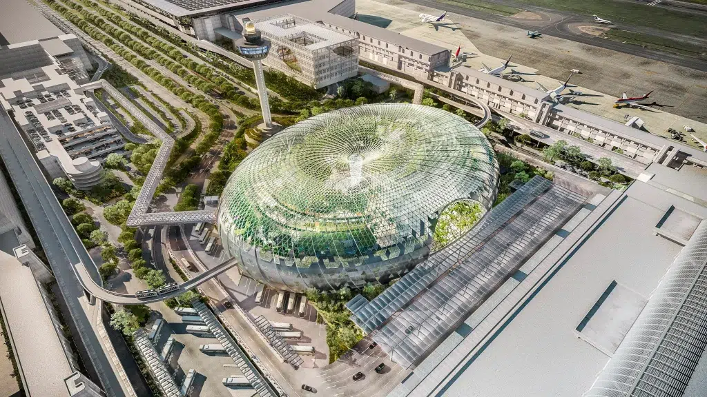 Visualização externa do aeroporto de singapura