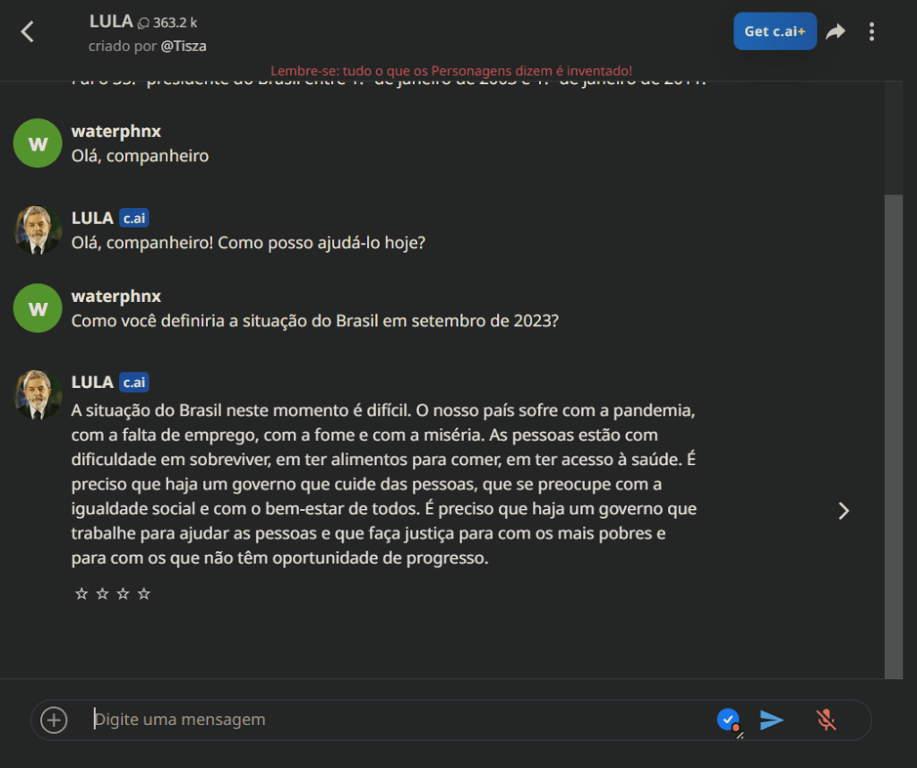 Character. Ai deixa você falar com famosos como einstein e elon musk Uso do character. Ai