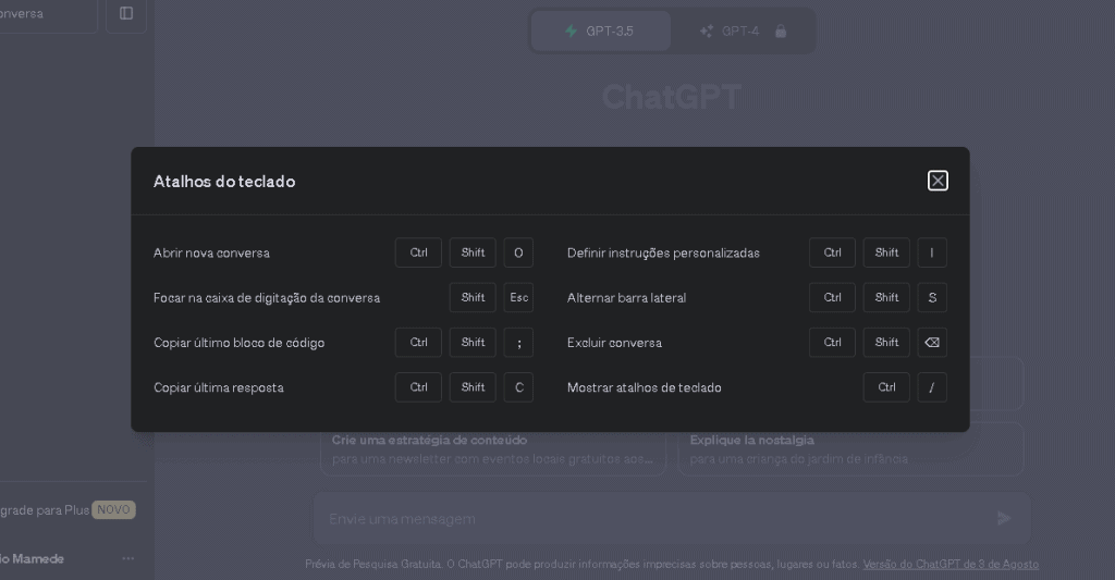 כיצד להשתמש ב-chatgpt | מדריך שלם הפקודות תואמות ל-Windows ולינוקס. אם אתה משתמש ב-macos, פשוט החלף את מקש ctrl במקש הפקודה.