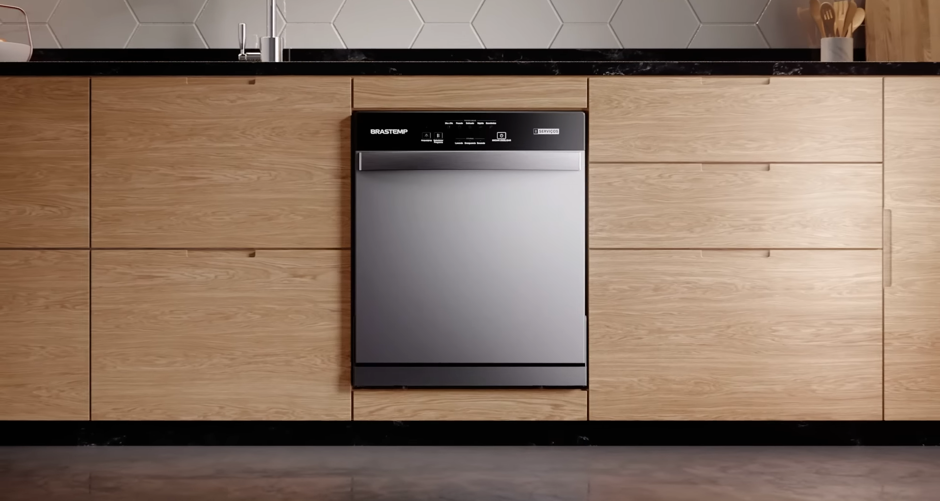 Forno brastemp com função airfryer em destaque em cozinha
