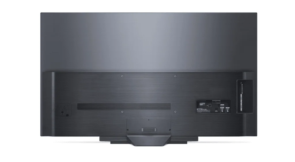 Review-comparativo: lg oled evo b3, c3 vs. G3 A oled evo b3 tem entradas hdmi à esquerda e demais entradas na traseira.