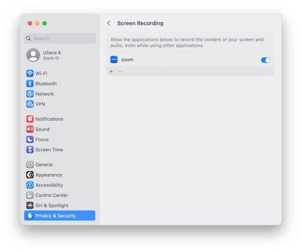 Como resolver o problema "sua tela está sendo observada" no macbook? Confira se apps podem ter sido autorizados para ter a tela utilizada. Imagem: theappleuser