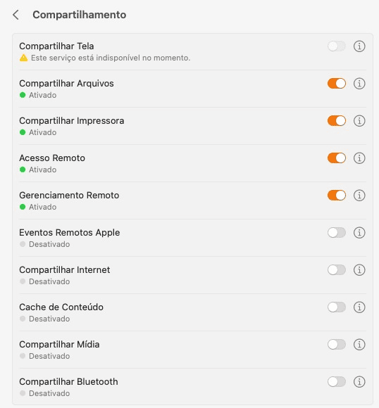 Como resolver o problema "sua tela está sendo observada" no macbook? Se for o caso, desative o compartilhamento de tela. Imagem: lucas gomes, smt