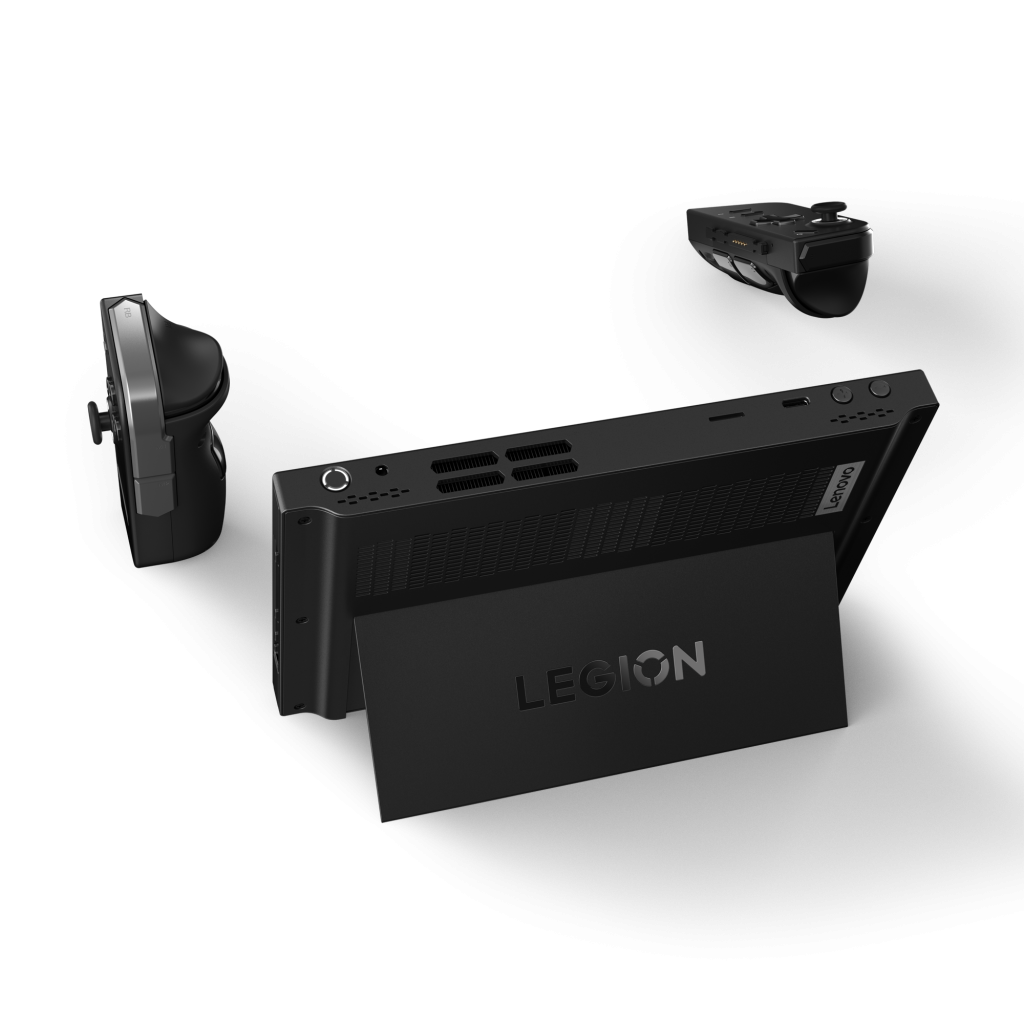Imagem do console portátil da lenovo - o legion go oferecerá muita versatilidade com os múltiplos modos de ergonomia e usabilidade que ele tem (imagem: lenovo)