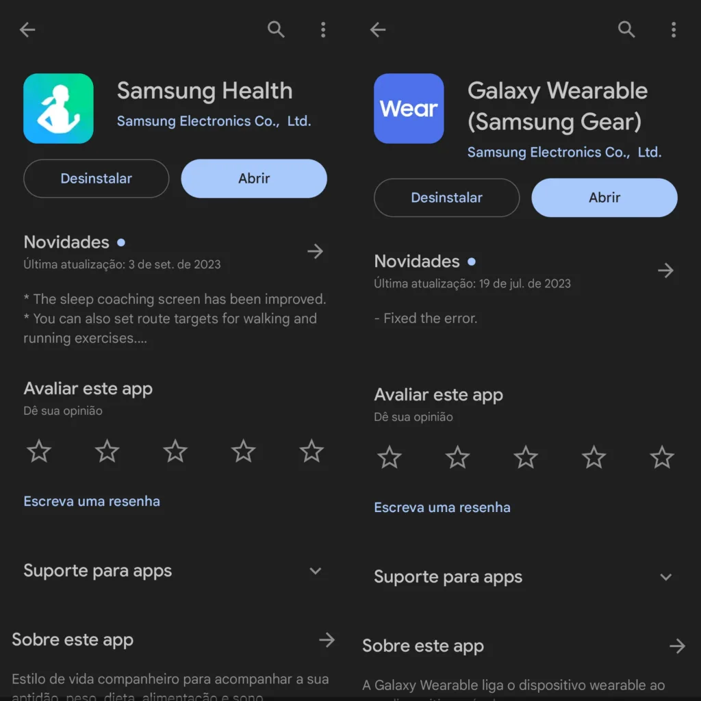 Aplicaciones Samsung Health y Galaxy Wear