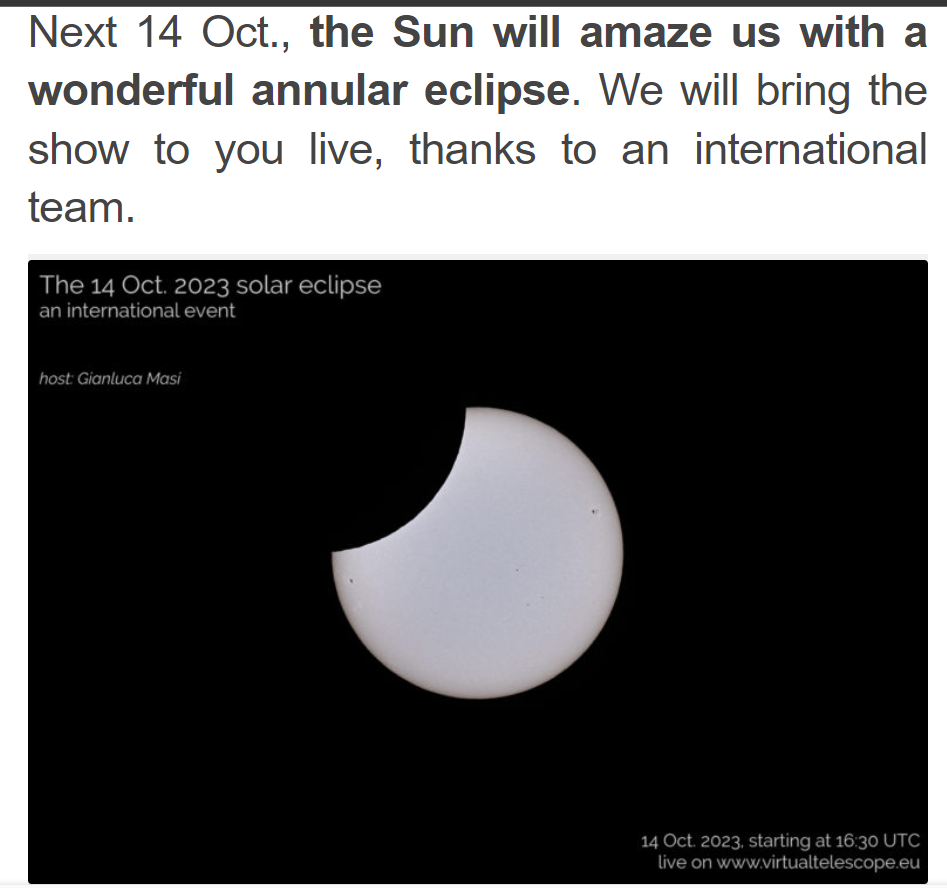 Como ver o eclipse solar anular sem prejudicar a visão. Grande evento acontece no dia 14 de outubro e poderá ser visto de diversas partes do Brasil; transmissão da NASA também está agendada