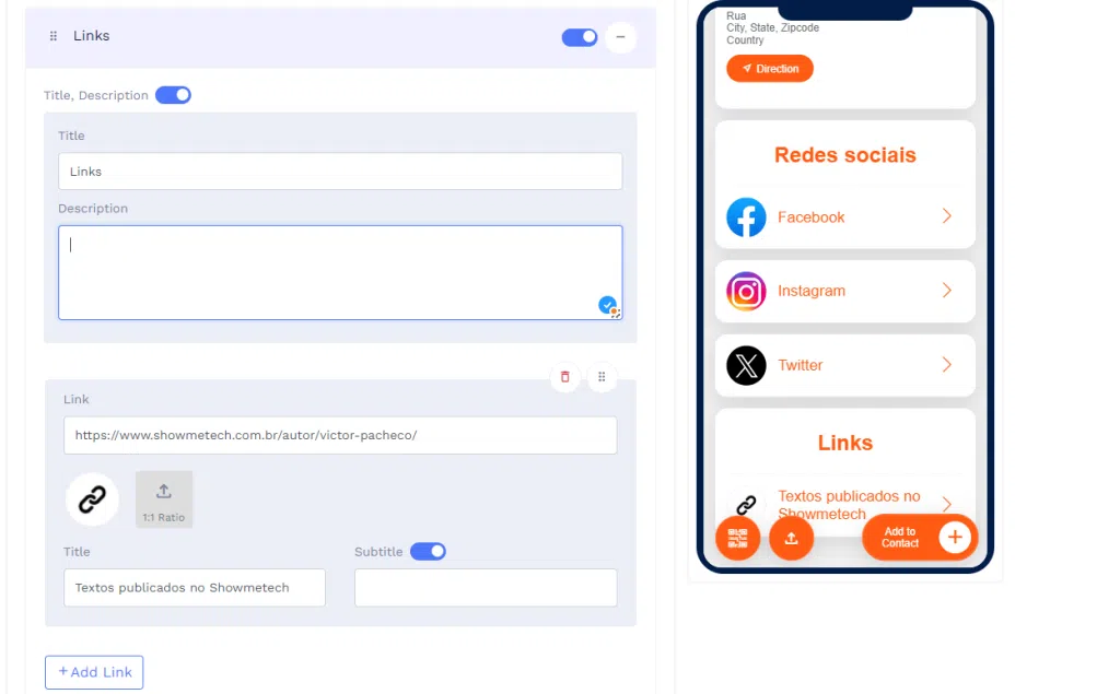 Como criar cartão de visitas digital com qr code Inserção de link no cartão de visita virtual do qr code chimp