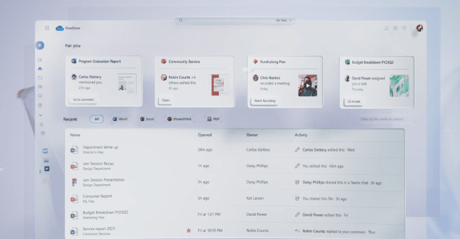 Atualização do onedrive vai integrar o assistente ai copilot Trecho do vídeo de divulgação da atualização do one drive (imagem: microsoft/divulgação)//.