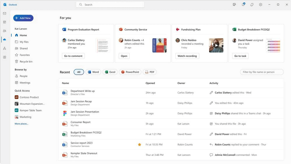 Atualização do onedrive vai integrar o assistente ai copilot Amostra da atualização do onedrive, presente no outlook (imagem: microsoft/divulgação)//.