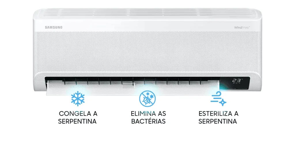 Samsung lança ar-condicionado compacto windfree slim connect O modo good sleep monitora a temperatura e a umidade do ambiente para mantê-lo confortável durante a noite toda. Imagem: samsung