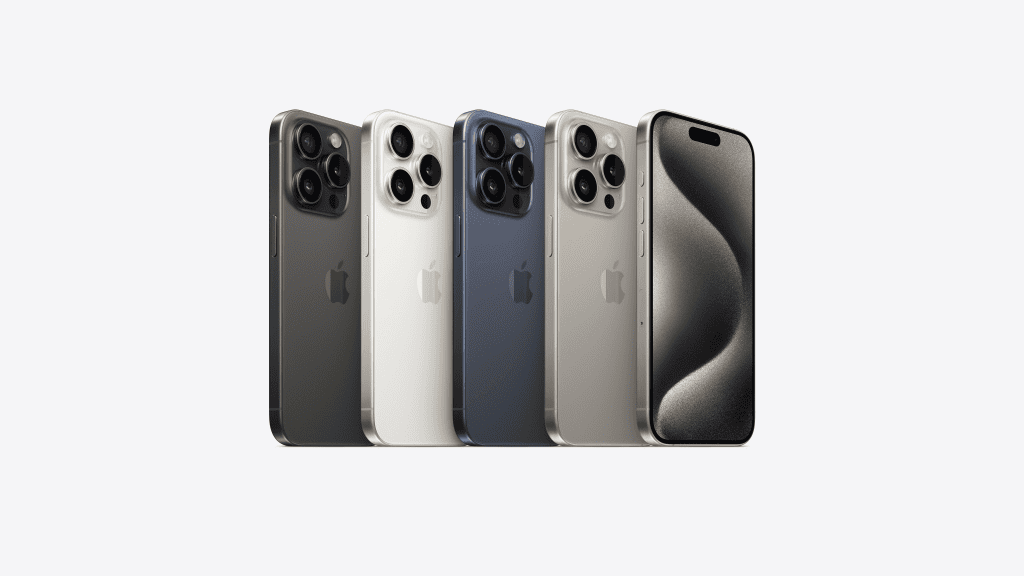 Iphone 15 pro vs pixel 8 pro: qual o melhor? As cores disponíveis para o iphone 15 pro são titânio preto, titânio branco, titânio azul e titânio natural. Imagem: apple