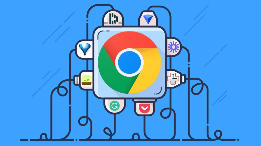 Chrome update with artificial intelligence integrations and technological elements.