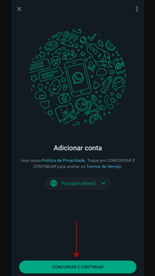 Como ter 2 contas de whatsapp no mesmo celular Tutorial para colocar uma segunda conta no whatsapp. 5º passo: concorde com os termos para prosseguir. Imagem: bruno martinez, smt