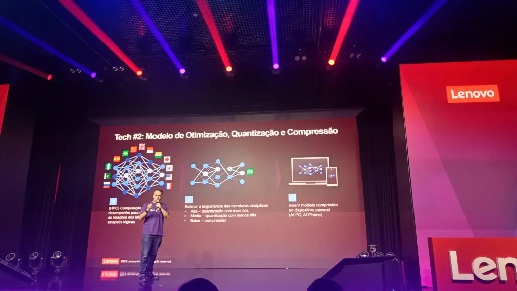 Lenovo tech world brasil 2023 apresentando tradução de libras via ai
