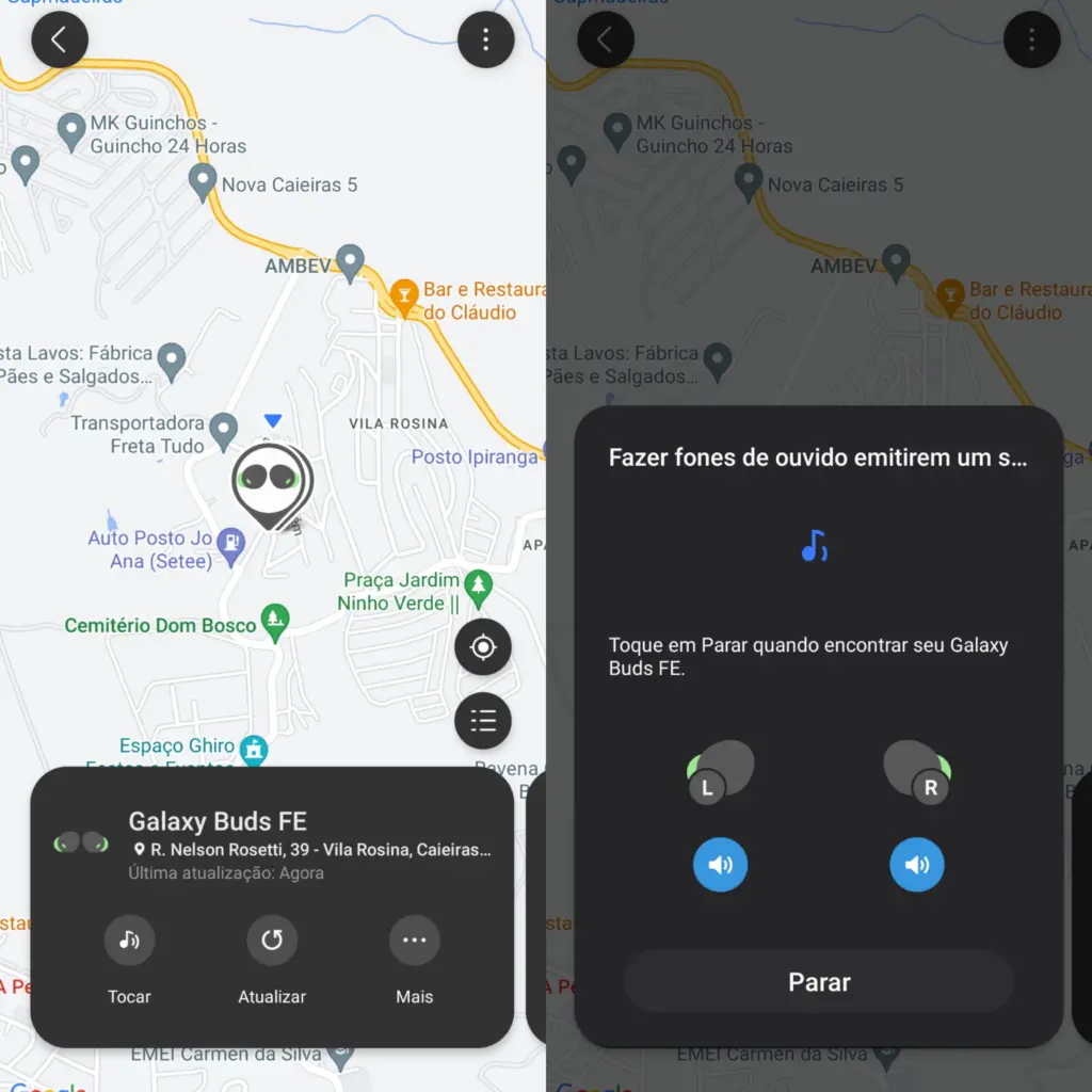 Review: galaxy buds fe entrega bom som e boa bateria por menos de r$ 600 Galaxy buds fe sendo localizado via gps