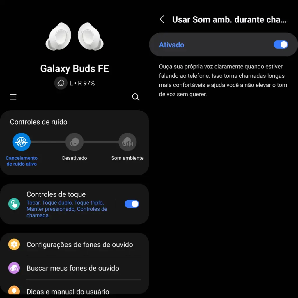 Review: galaxy buds fe entrega bom som e boa bateria por menos de r$ 600 Galaxy buds fe sendo localizado via gps