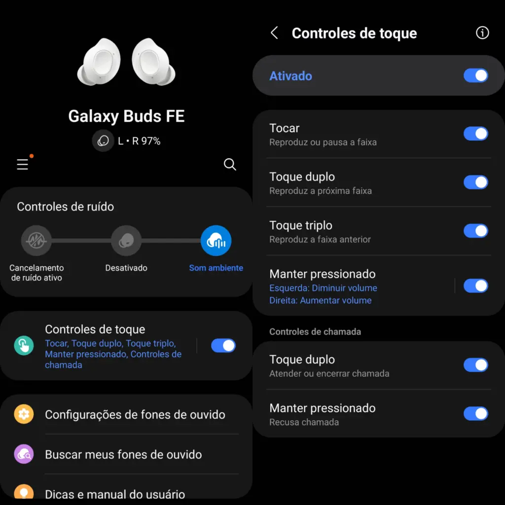 Review: galaxy buds fe entrega bom som e boa bateria por menos de r$ 600 Galaxy buds fe conectado ao aplicativo galaxy wear