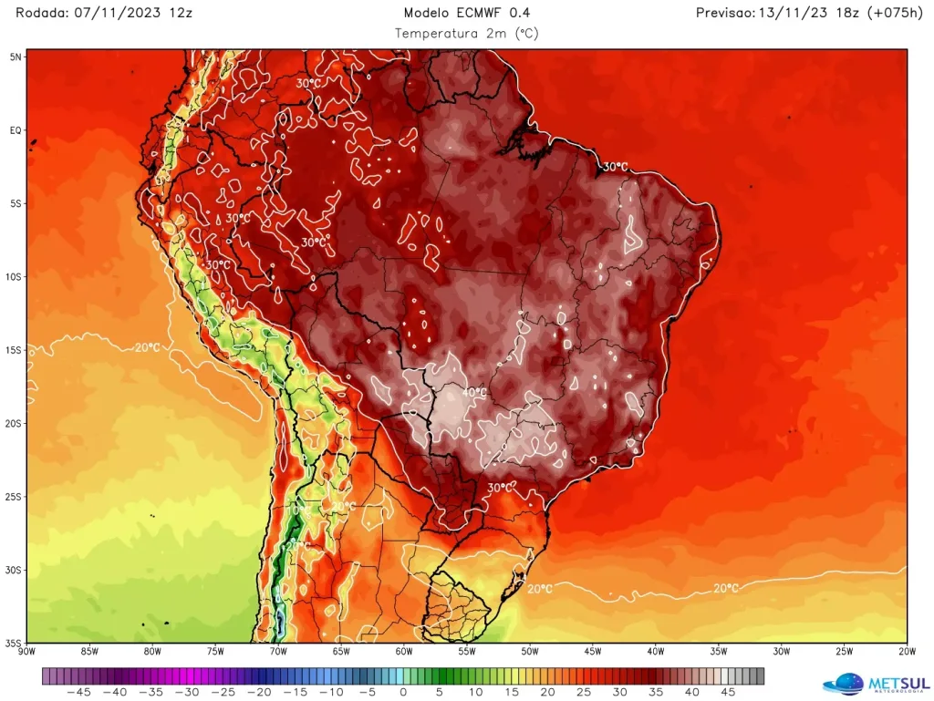 Brasil se prepara para maior onda de calor da história, com temperaturas acima dos 45°c. Onda de calor extrema em novembro terá duração prolongada e poderá derrubar recordes históricos de temperaturas altas no país