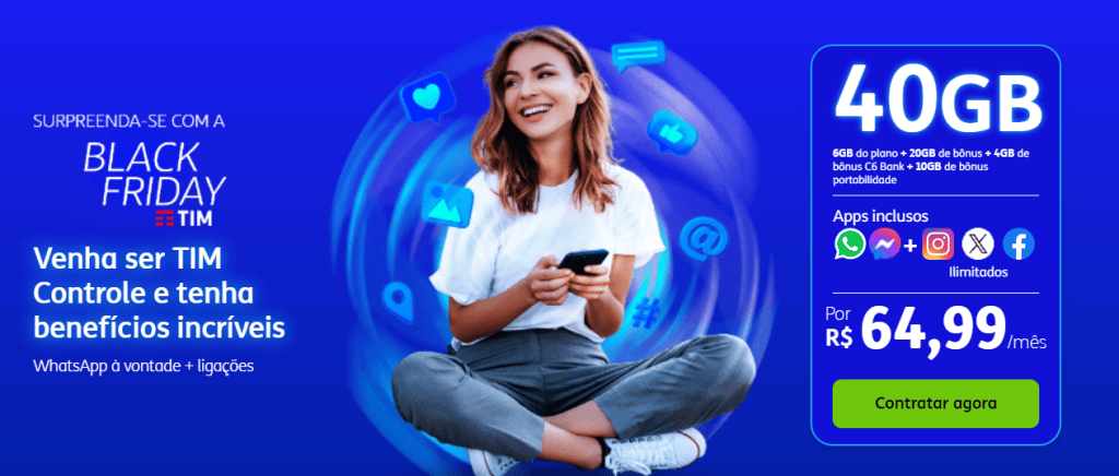 Até 203 gb de bônus: veja promoções da claro, vivo e tim na black friday Valores do tim controle para black friday 2023