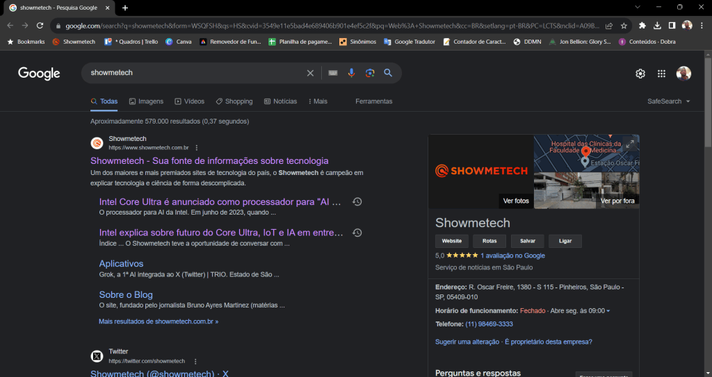 Uso da busca do google no windows