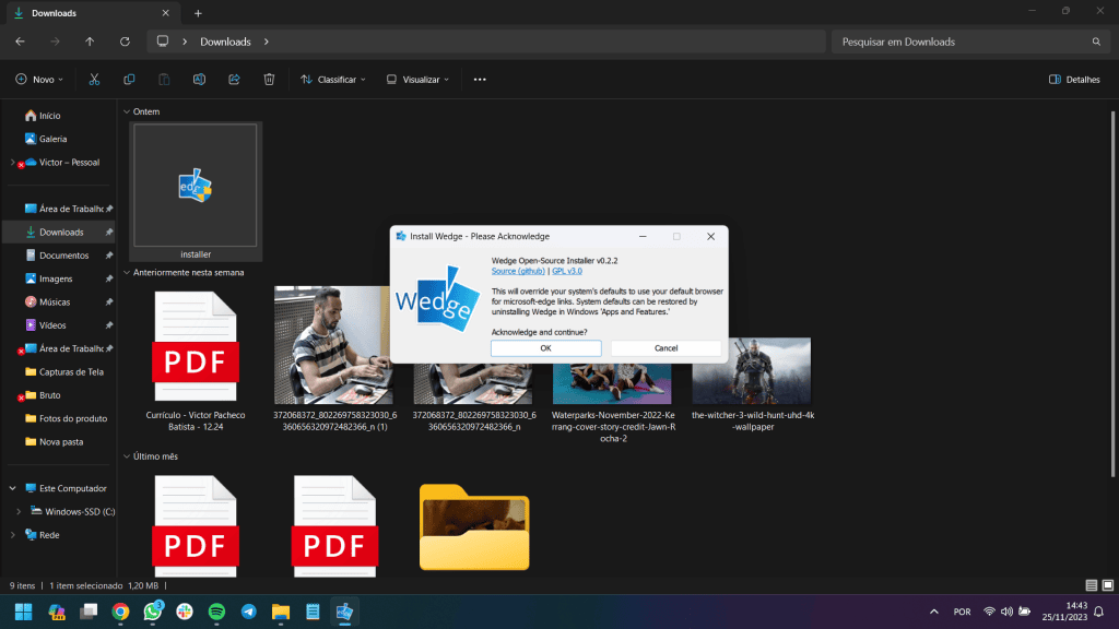 Instalação final do wedge para trocar bing pelo google