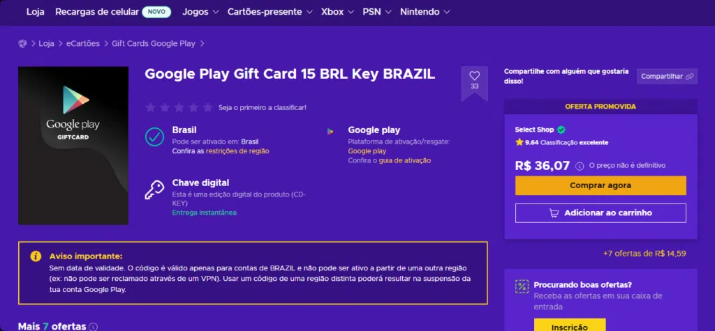 Compre vale-presentes barato no google play e tinder gold com o eneba! Compre vale-presentes barato no google play e tinder gold com o eneba!. Quer alugar filmes no celular ou aumentar as chances de match? Eneba pode ajudar você a economizar em ambos! Veja como