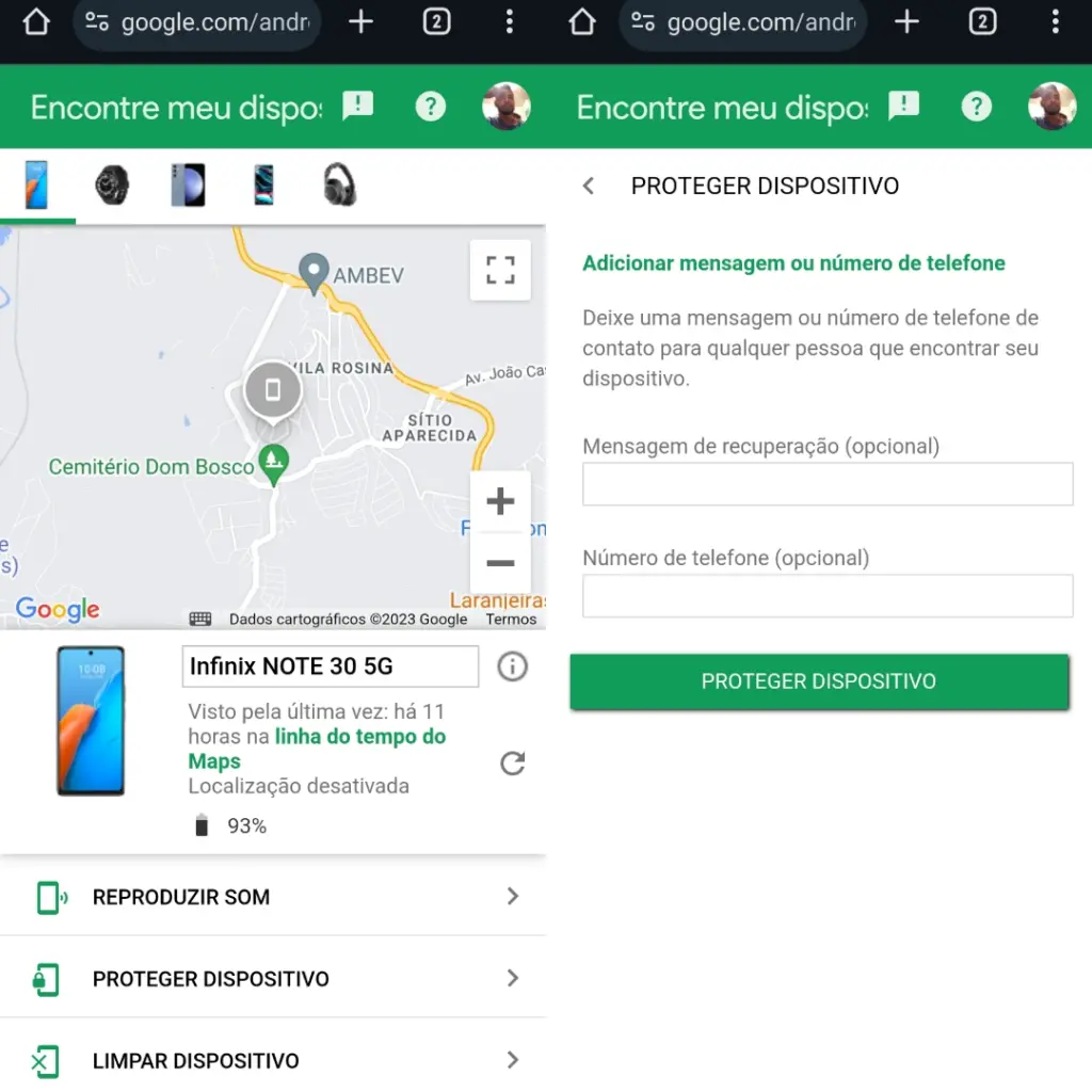 Como usar o celular seguro para bloquear celular roubado, em até 10 minutos Celular localizado pelo site find my device do google
