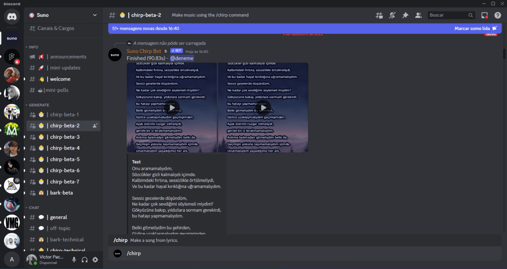 Come creare musica con l'intelligenza artificiale su suno. Là Uso di suno. Ai per creare musica tramite l'intelligenza artificiale su Discord