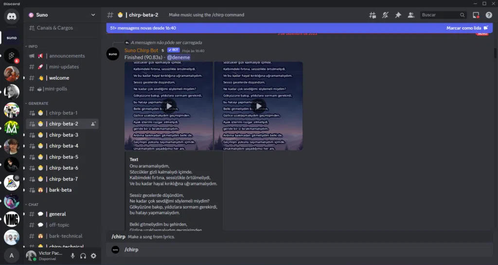 Como criar músicas com inteligência artificial no suno. Ai Uso da suno. Ai para criar músicas via inteligência artificial no discord